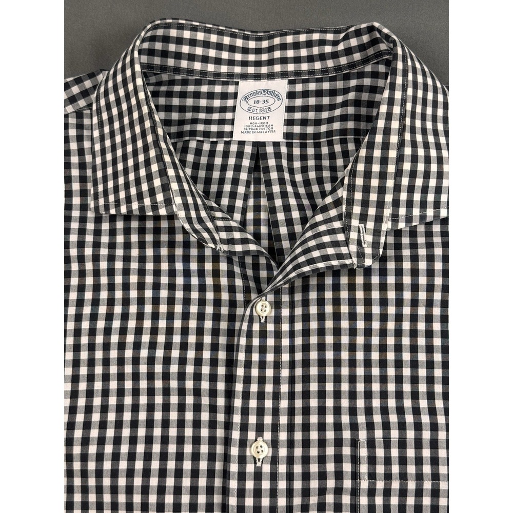 Brooks Brothers Mens 1818 Regent Non-Iron Button Shirt Black Gingham Check 18-35